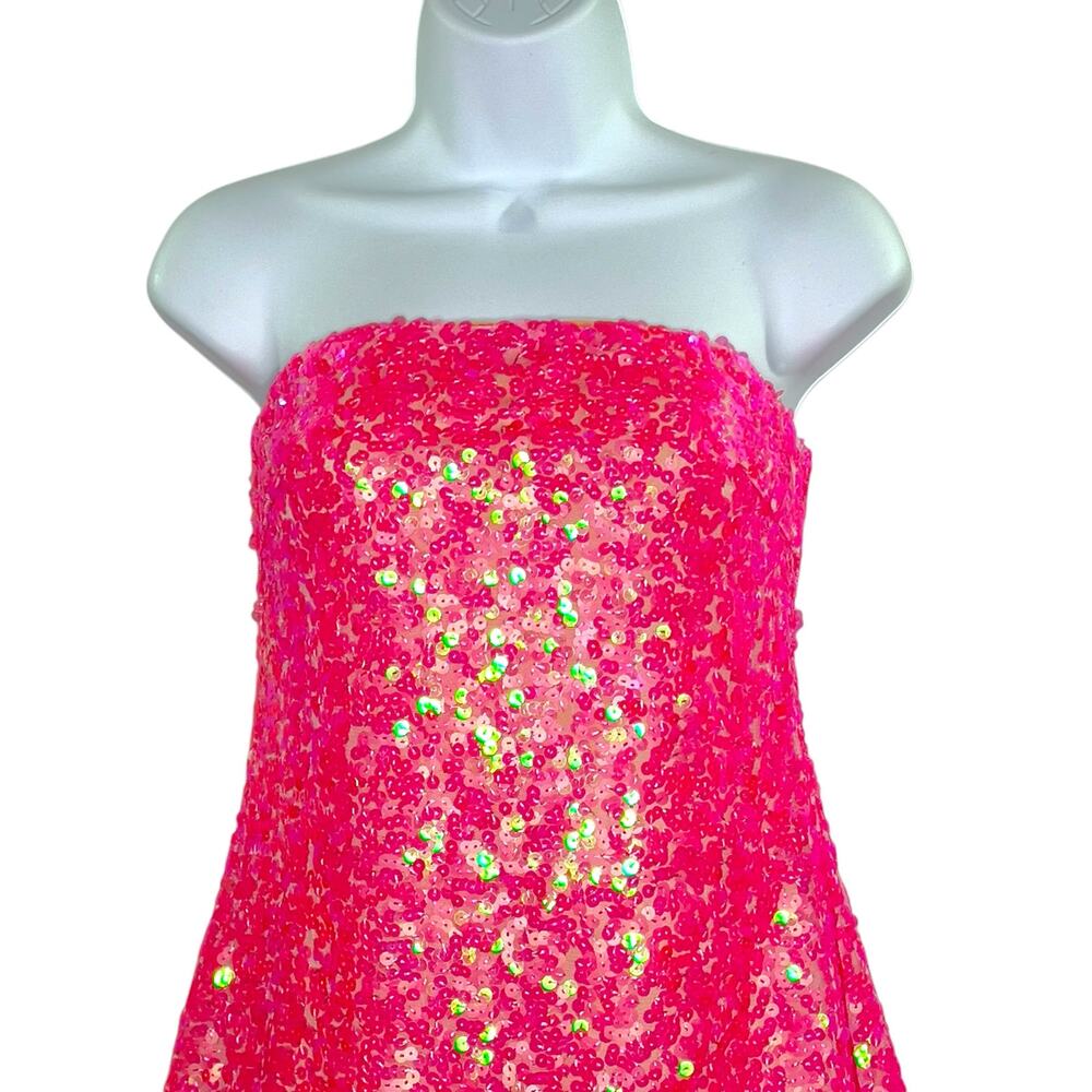 Show Me Your Mumu XS NEW On My Way Dress Strapless Pink Sequins Party - Picture 5 of 12